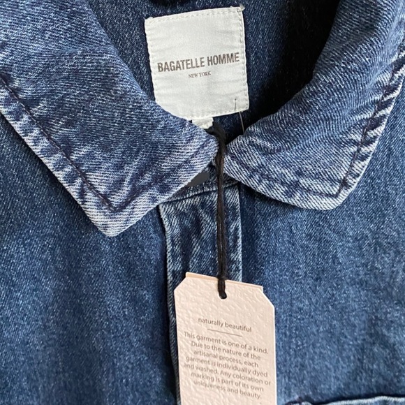 BAGATELLE HOMME Men's Denim Shirt Jacket Blue Button Up Size L NWT - Picture 9 of 11